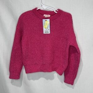 NWT Cat & Jack Sweater Girls Size XS 4/5 Pink Ribbed Knit Crew Neck Cozy Casual